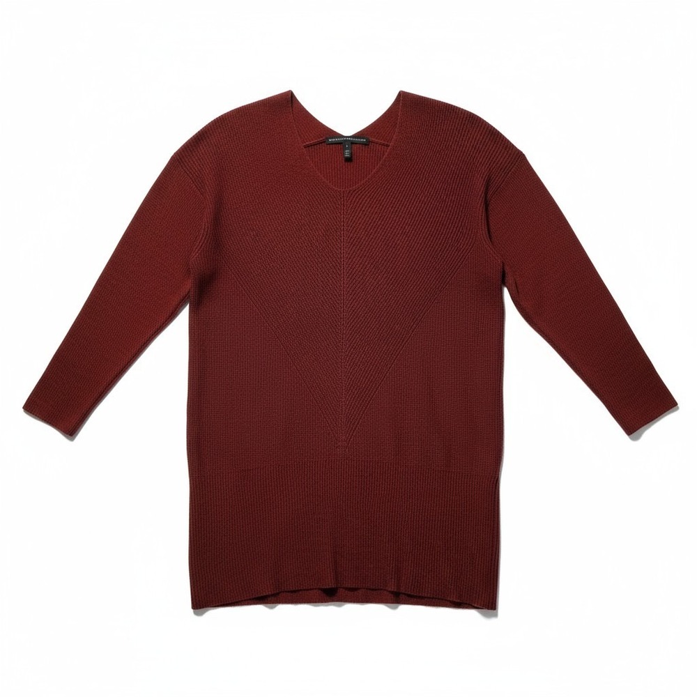 White House Black Market‎ Sweater Small Red Ribbed Knit Long Sleeve